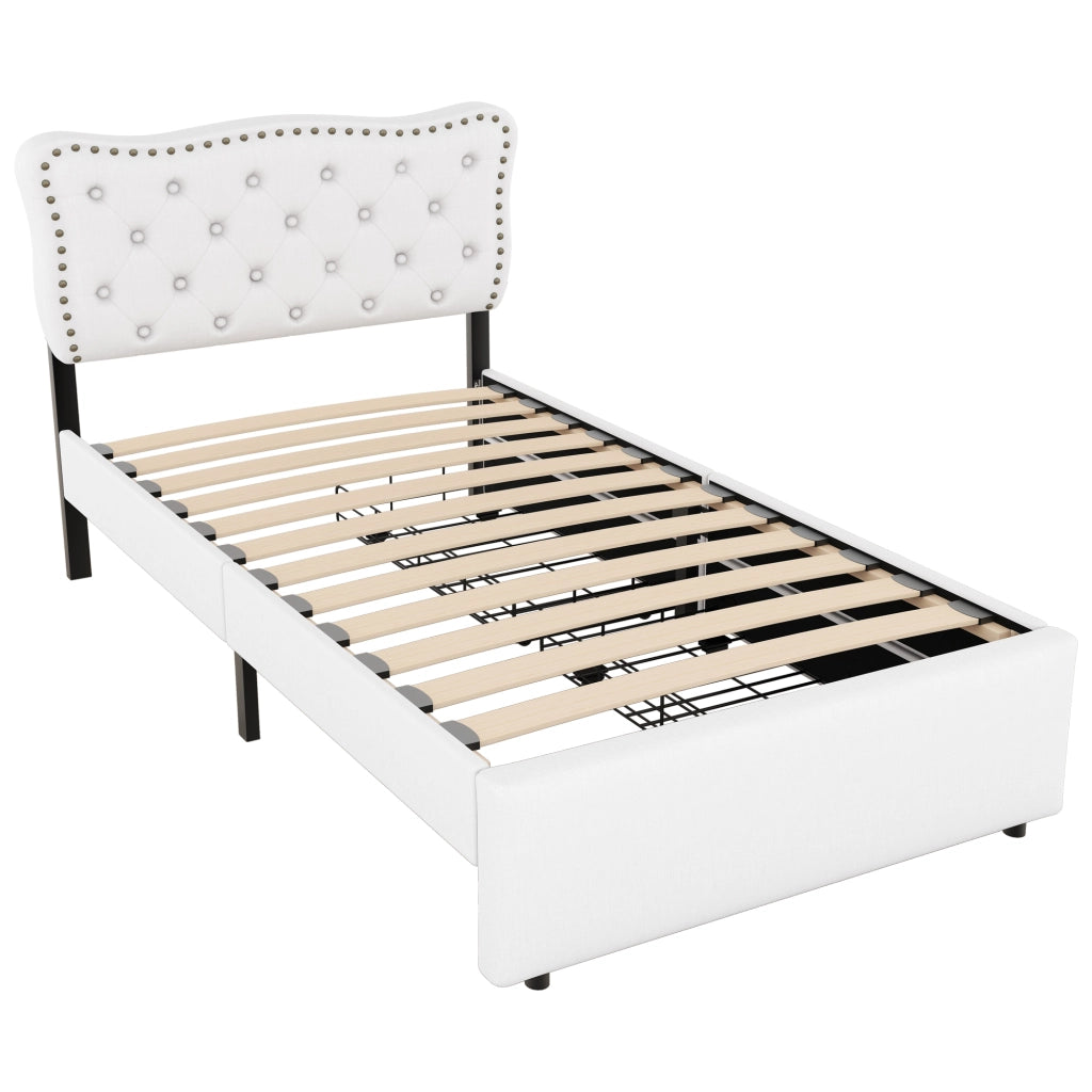 letto imbottito mdf beige 90 x 200 cm