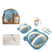 Trade Shop - Set Pappa Per Bambini 5 Pezzi Con Piatti Bicchieri E Posate Materiale Bamboo -