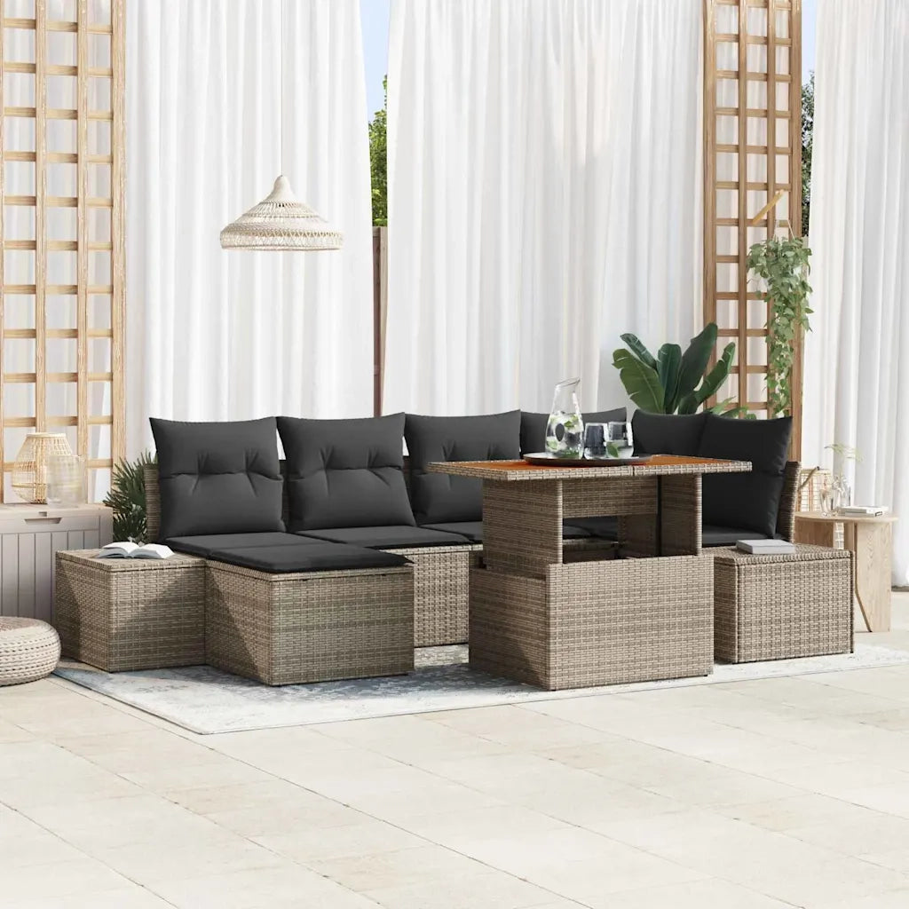 Set Divano da Giardino 7 pcs Grigio Poly Rattan 3358722