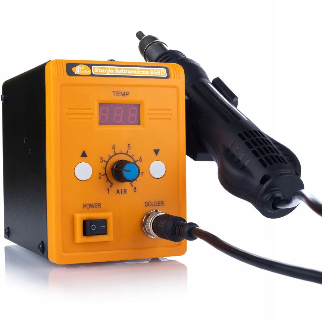 Stazione Saldante Hot-Air Rosfix 858D Set con 3 Ugelli + Saldatore Blue Lark 80W BL80W | Regolazione Temperatura