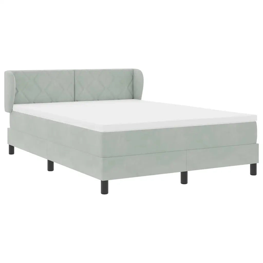 Letto a molle con testiera Grigio chiaro 140 x 190 cm Velluto 3340436