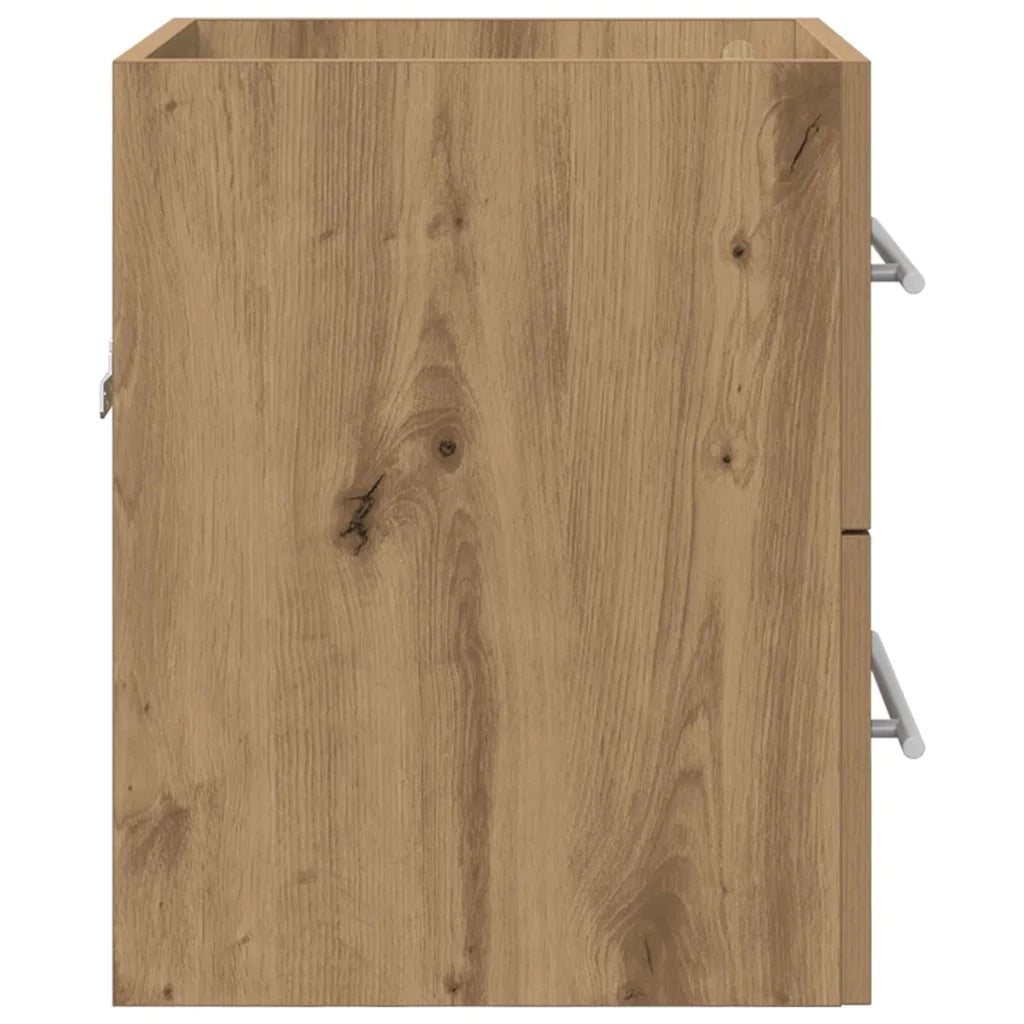Mobiletto rettangolare sottolavabo con cassetto vano contenitore 41 x 38,5 x 48 cm finitura rovere composito realizzato artigianalmente 02_0052664