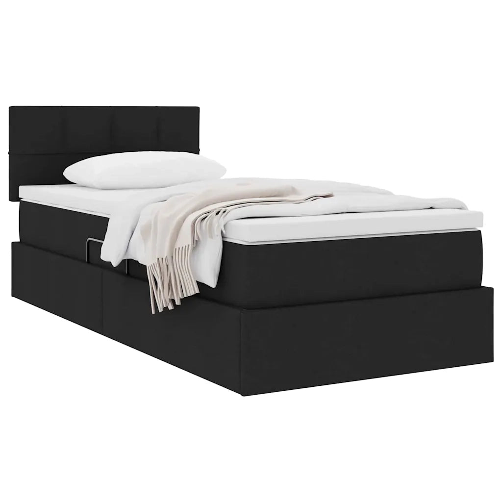 Letto con contenitore e materasso con testiera Nero 90 x 190 cm 3370478