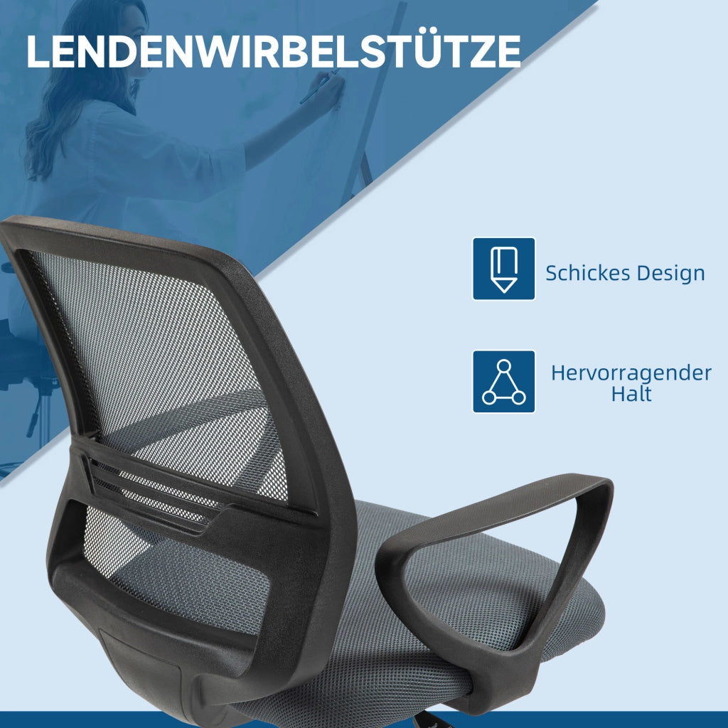 Sedia da Ufficio Ergonomica con Braccioli e Poggiapiedi Regolabile ¨C Minimal ¨C Grigio