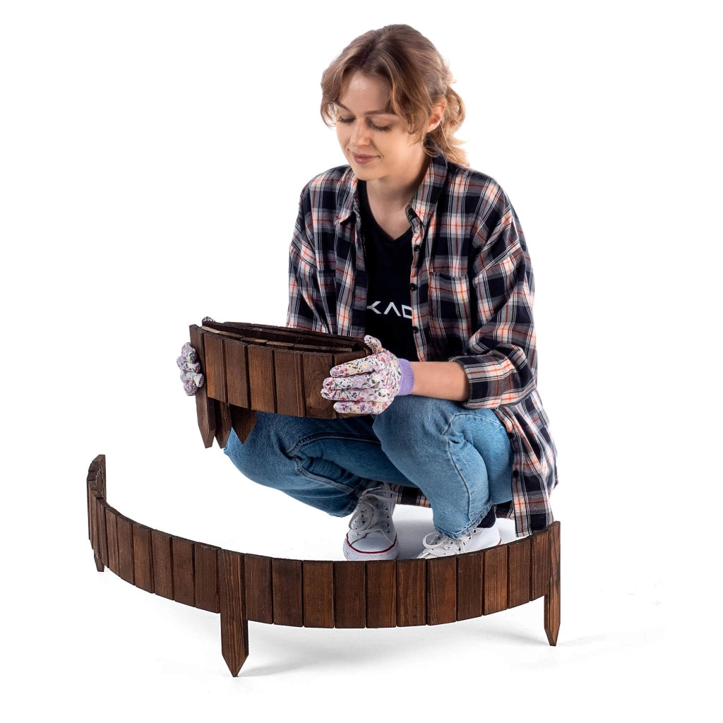 Recinzione da giardino in legno KADAX Palisade, finitura marrone martellata, 10x114 cm