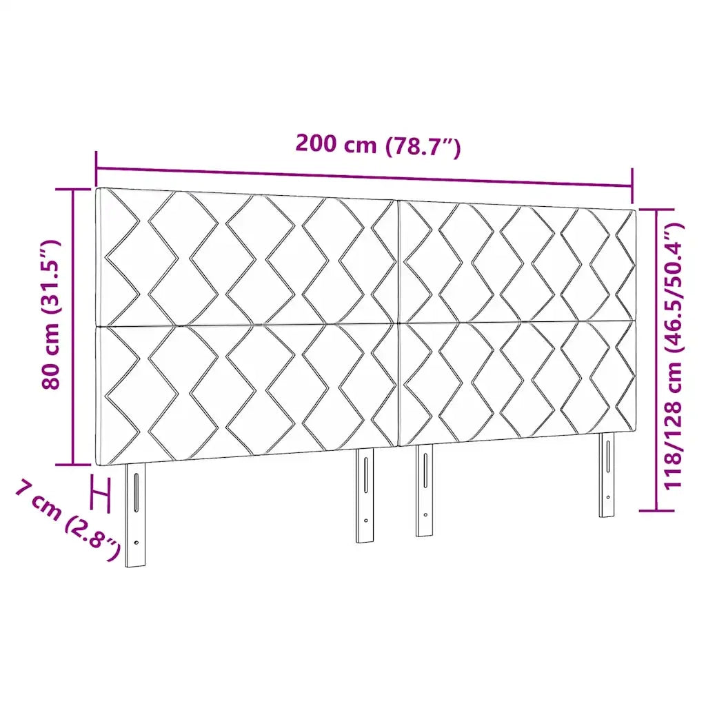Testiera LED Blu 200 cm Tessuto 3338559