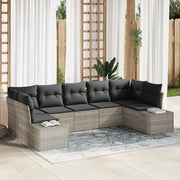 Set Divano da Giardino 7 pcs Grigio chiaro Poly Rattan