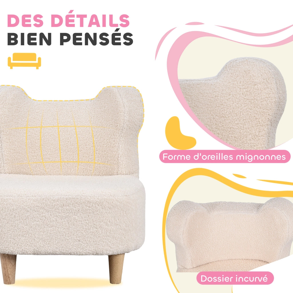 Poltrona bambini forma orsetto ¨C Xylo ¨C tessuto teddy beige 47x43x53 cm