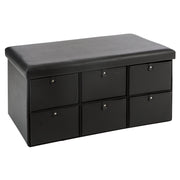 Pouf nero con 6 cassetti