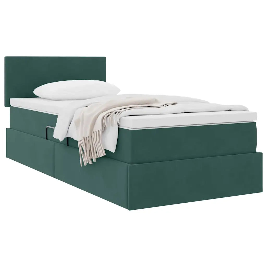 Letto con Contenitore Verde Scuro 90 x 190 cm Velluto