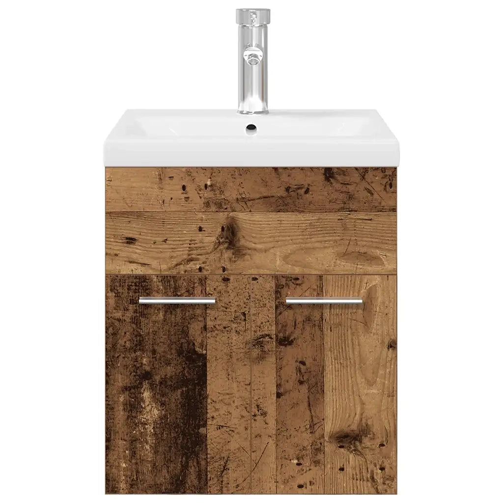 Mobile da Bagno con Lavabo Integrato e Rubinetto Legno Antico 3328905