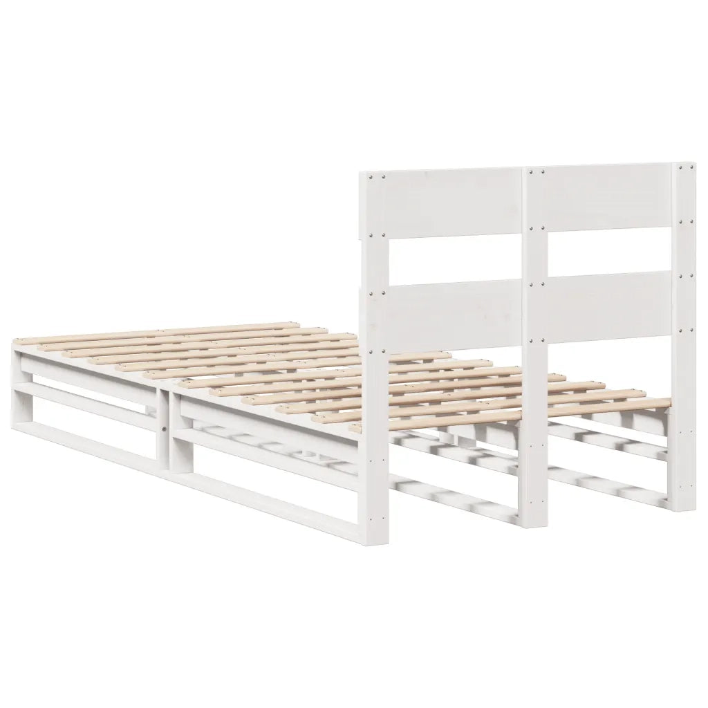 Letto singolo | Letto per adulti | Giroletto senza Materasso Bianco 100x200 cm Legno Massello Pino