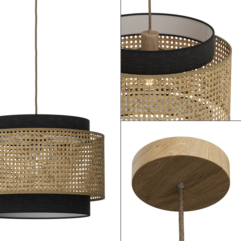 Vicco Lampada a soffitto Rattan/nero 45 x 31 cm