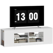 Mobile TV con 6 scomparti e 2 ripiani in vetro ¨C Xylo ¨C Bianco, Truciolato, 140 cm