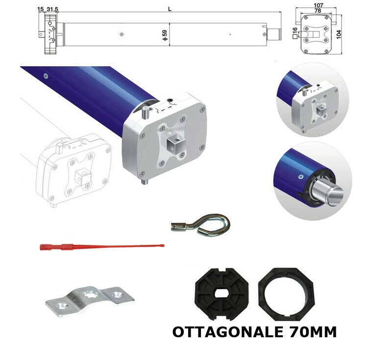 MOTORE TAPPARELLA 220KG 120NM CON MANOVRA SBLOCCO 230V SI ADATTA A SCHELLENBERG