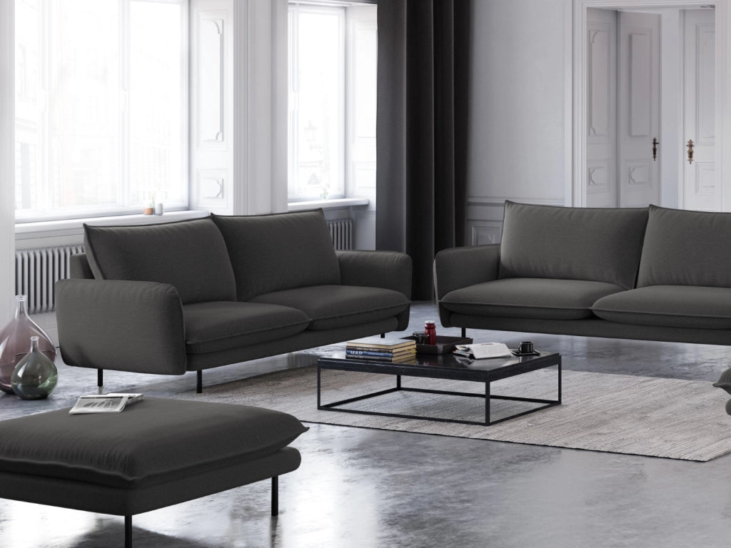 Cosmopolitan Design - Pouf "Vienna" in tessuto strutturato grigio scuro 