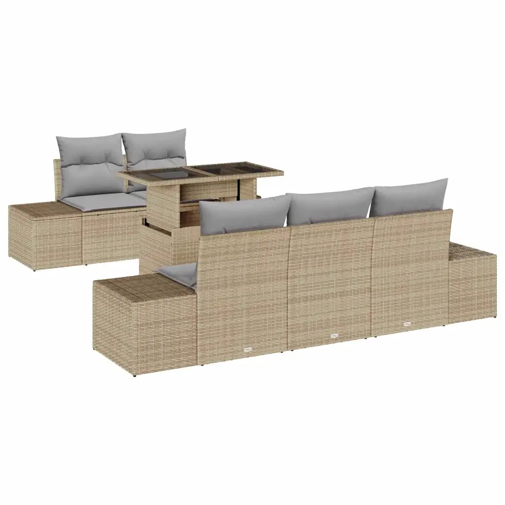 Set di divani 6 pcs Beige e Grigio Chiaro polyrattan 3349096