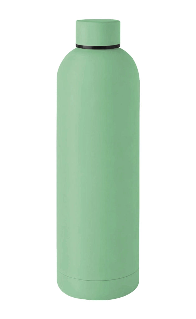 Borraccia Termica 1 Litro Bottiglia Acciaio Inox Inossidabile Doppio Strato 1000 Ml Tappo Antigoccia Doppia Camera Bevande Calde Fredde Termos Sistema Sottovuoto Rivestimento Soft Touch  - Menta
