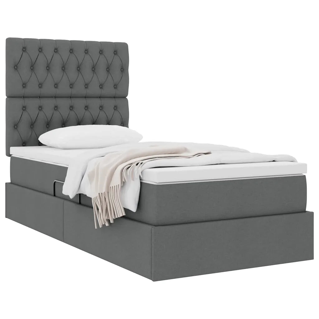 Letto con contenitore e materasso Grigio scuro 90 x 200 cm 3371818