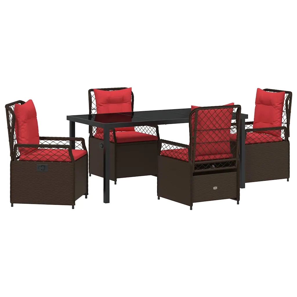 Set da Pranzo per Giardino 5 pcs Marrone polyrattan
