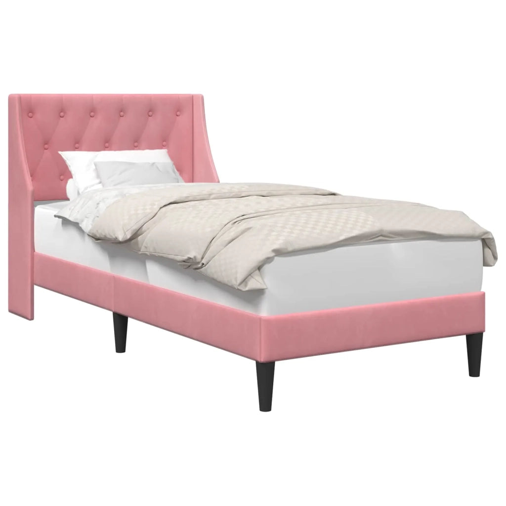 Struttura del letto con testiera-Giroletto Rosa 100 x 200 cm Velluto 607692