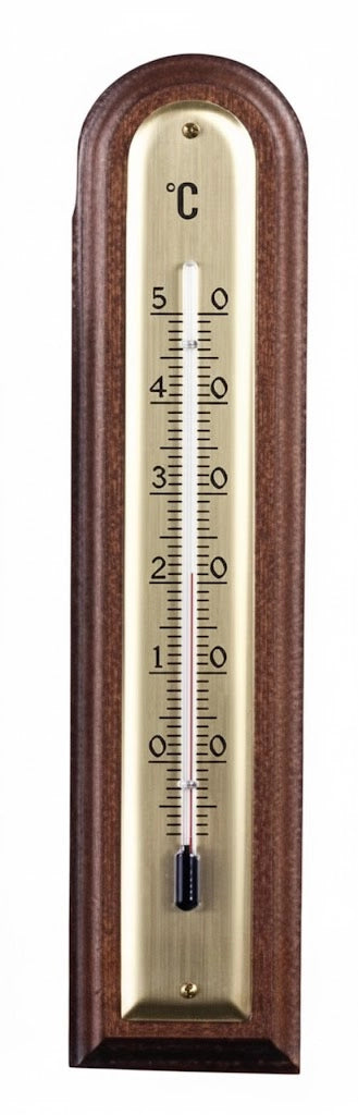 TERMOMETRO LEGNO NOCE  ARROTONDATO  scuro  mm.144x40    MOLLETHERM