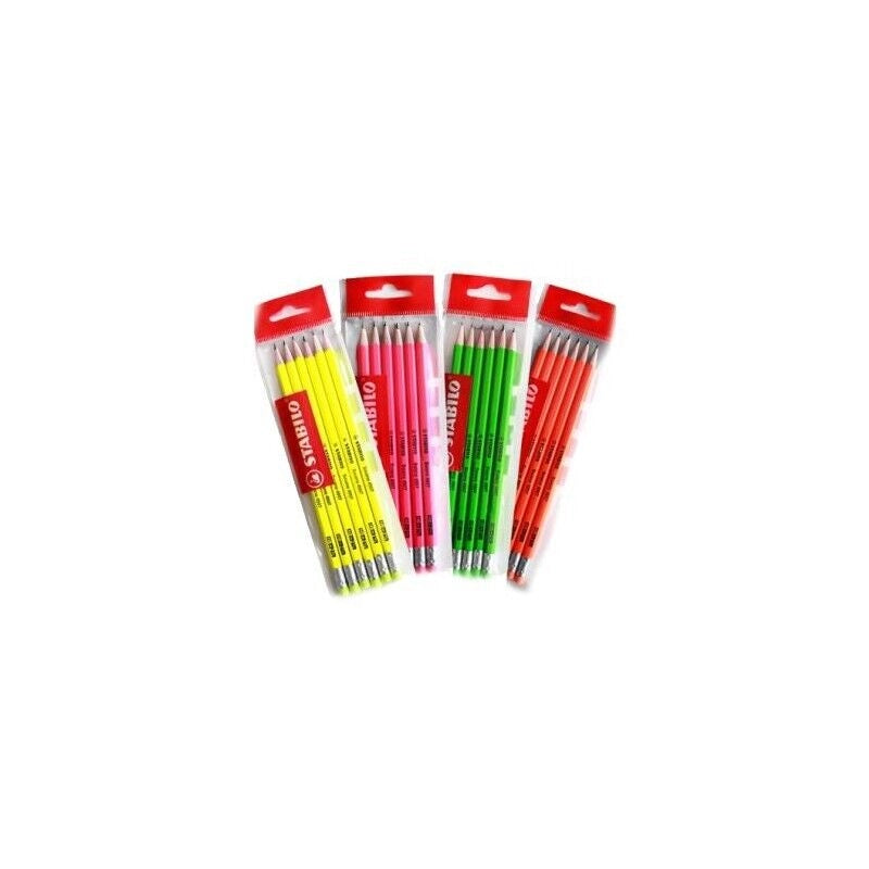 STABILO MATITE CON GOMMA 6 PZ FLUO