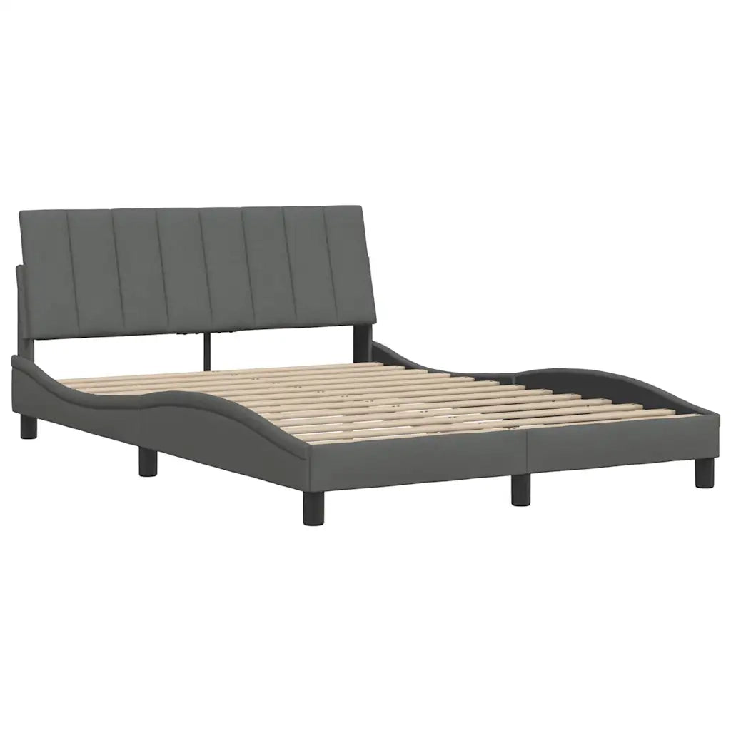 Letto matrimoniale | Letto per adulti | Giroletto senza Materasso Hanko Grigio Scuro 140x200 cm Tessuto
