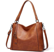Borsa da scuola per donne - borsa a tracolla per donne - borsa per libri e laptop - manico in pelle - borsa da spalla - grande per donne - grande capacità - adatta per laptop - borsa leggera (marrone - 34x26x13)