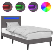 Letto singolo | Letto per adulti | Struttura del letto con testiera Grigio 100 x 200 cm Similpelle