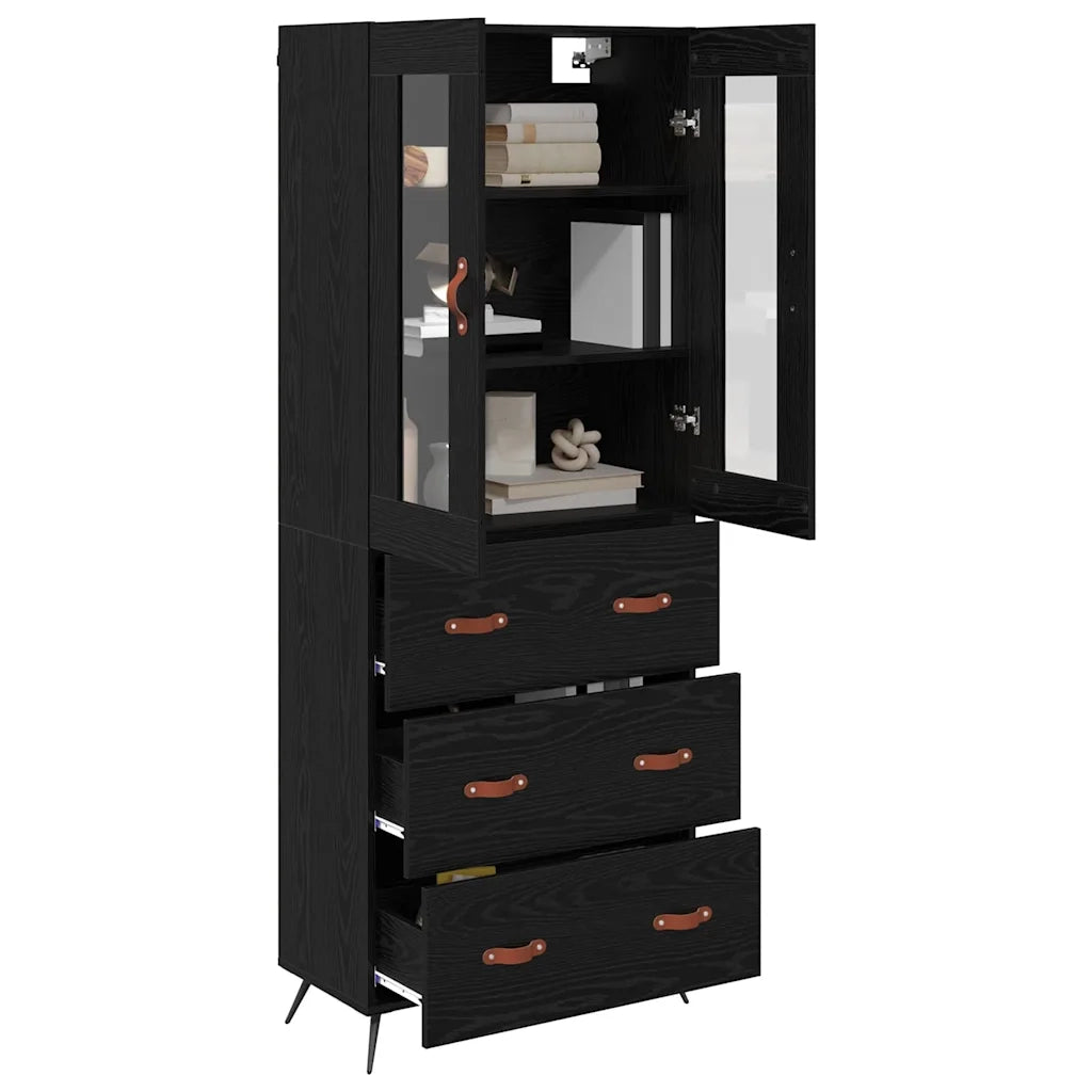 Armadietto alto con ripiano 2 pcs Rovere Nero Legno multistrato 3416071