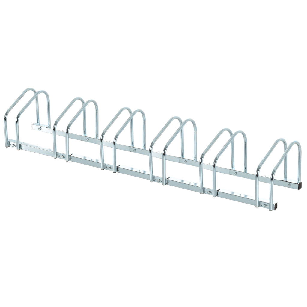 Rastrelliera Portabici da Pavimento o Parete ¨C Xylo ¨C 6 Posti Acciaio 179x33x27cm Argento