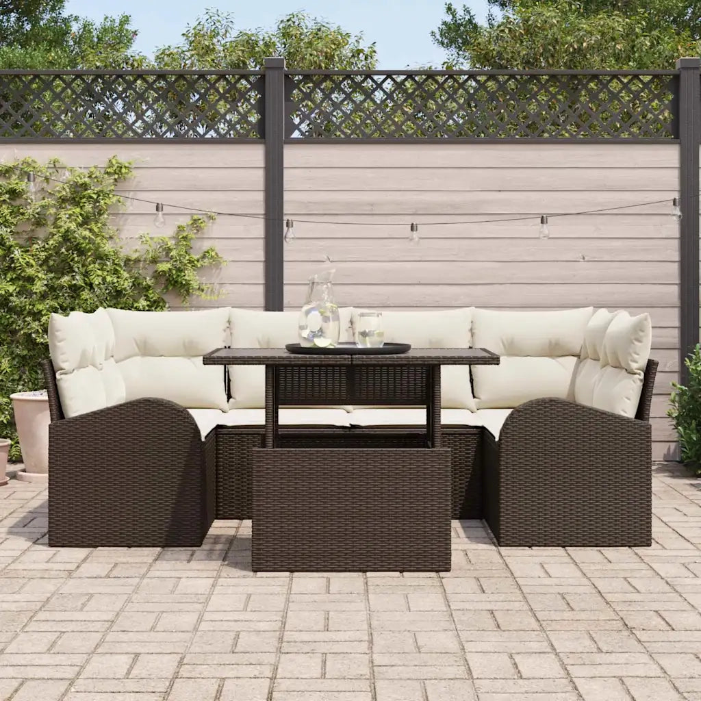 Set Divano da Giardino 7 pcs Marrone Rattan in Polipropilene 3357311