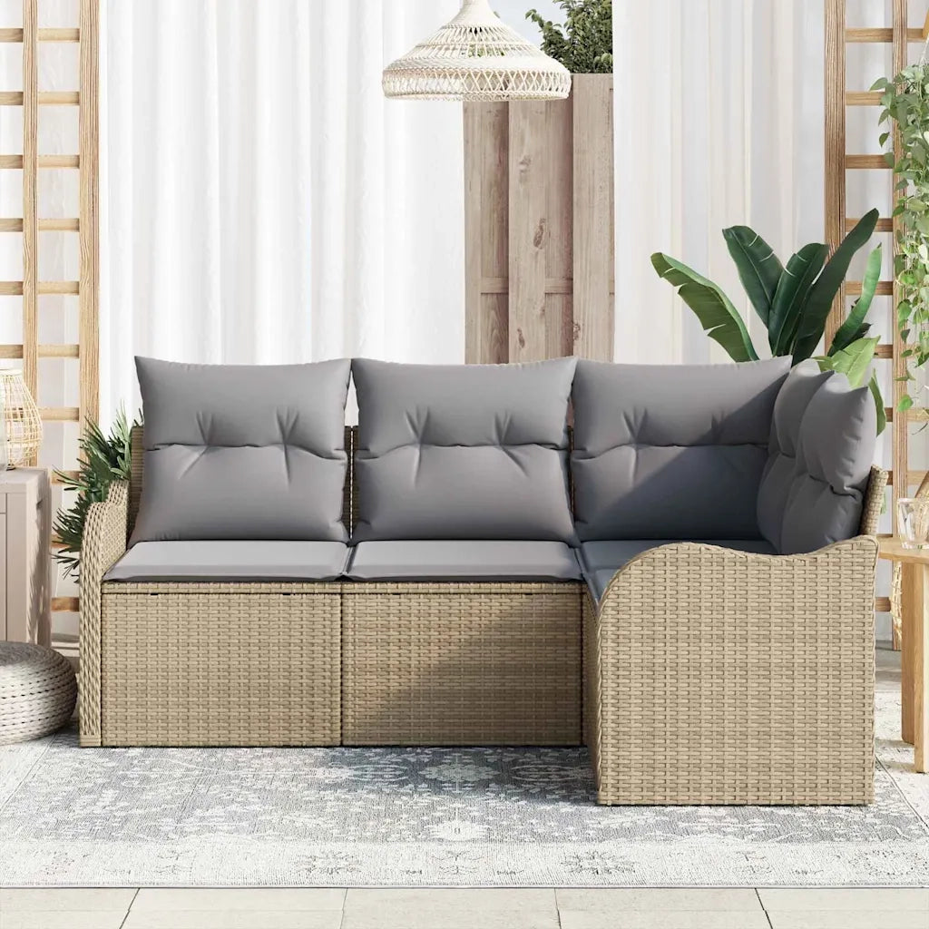 Set Divano da Giardino 4 pcs Beige polyrattan 3345680