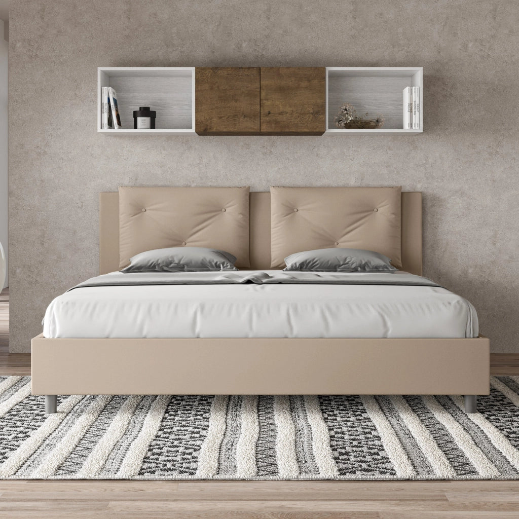BS COM Letto senza rete imbottito 180x210 similpelle tortora