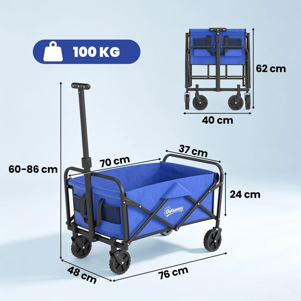 Carrello da Giardino Pieghevole con Ruote ¨C Zephmum ¨C Blu 64x42x27 cm