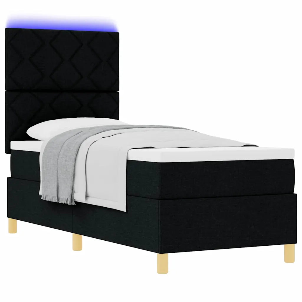 Letto a Sorgente LED con materasso Nero 80 x 200 cm Tessuto 3343133