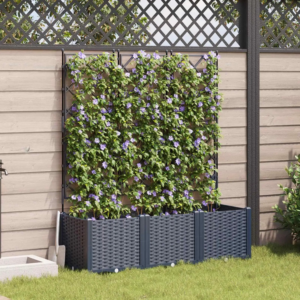 Vaso da giardino 3 pcs Grigio 120 x 40 x 143 cm Plastica 42002863