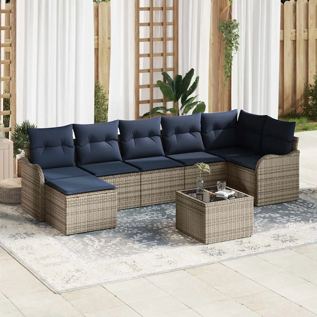 Set Divano da Giardino con cuscino 8 pcs Grigio Poly Rattan 3345805