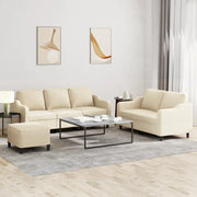 Set di Divani 3 pz con Cuscini Crema in Tessuto 3201844