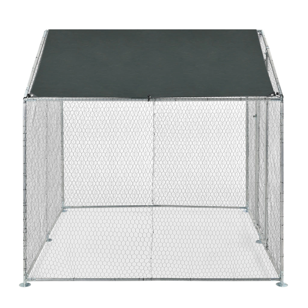 Gabbia per Pollame Wels con Tettuccio Parasole e Recinzione Rete Metallica 2x2x2 m pro.tec