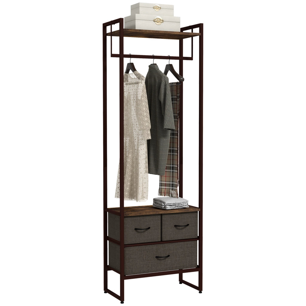 Appendiabiti con 3 cassetti e ripiano ¨C Minimal ¨C 58,5x30x178 cm marrone