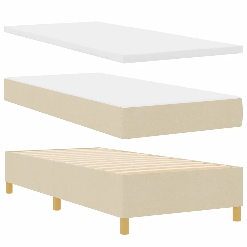 Letto a molle con materasso Crema 90 x 190 cm Tessuto