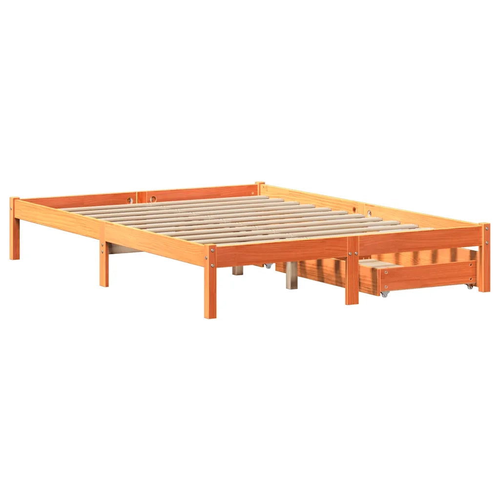 Letto senza Materasso-Struttura Letto Marrone Cera 120x200 cm in Legno di Pino 329658