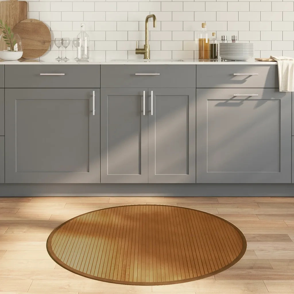 Tappeto Rotondo Marrone 100 cm in Bambù 376986