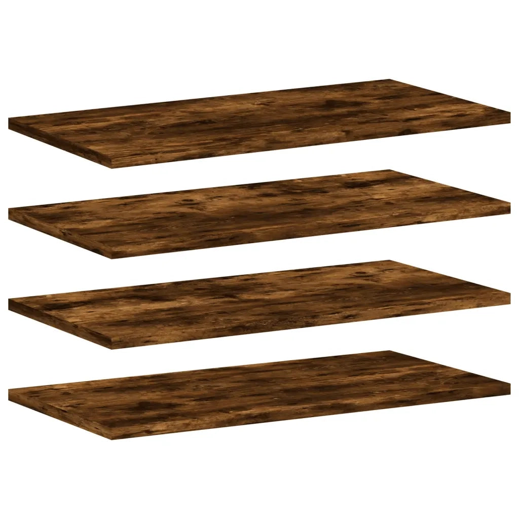 4 pz Mensole Parete | Mensola sospesa Rovere Fumo 60x20x1,5 cm Legno Multistrato