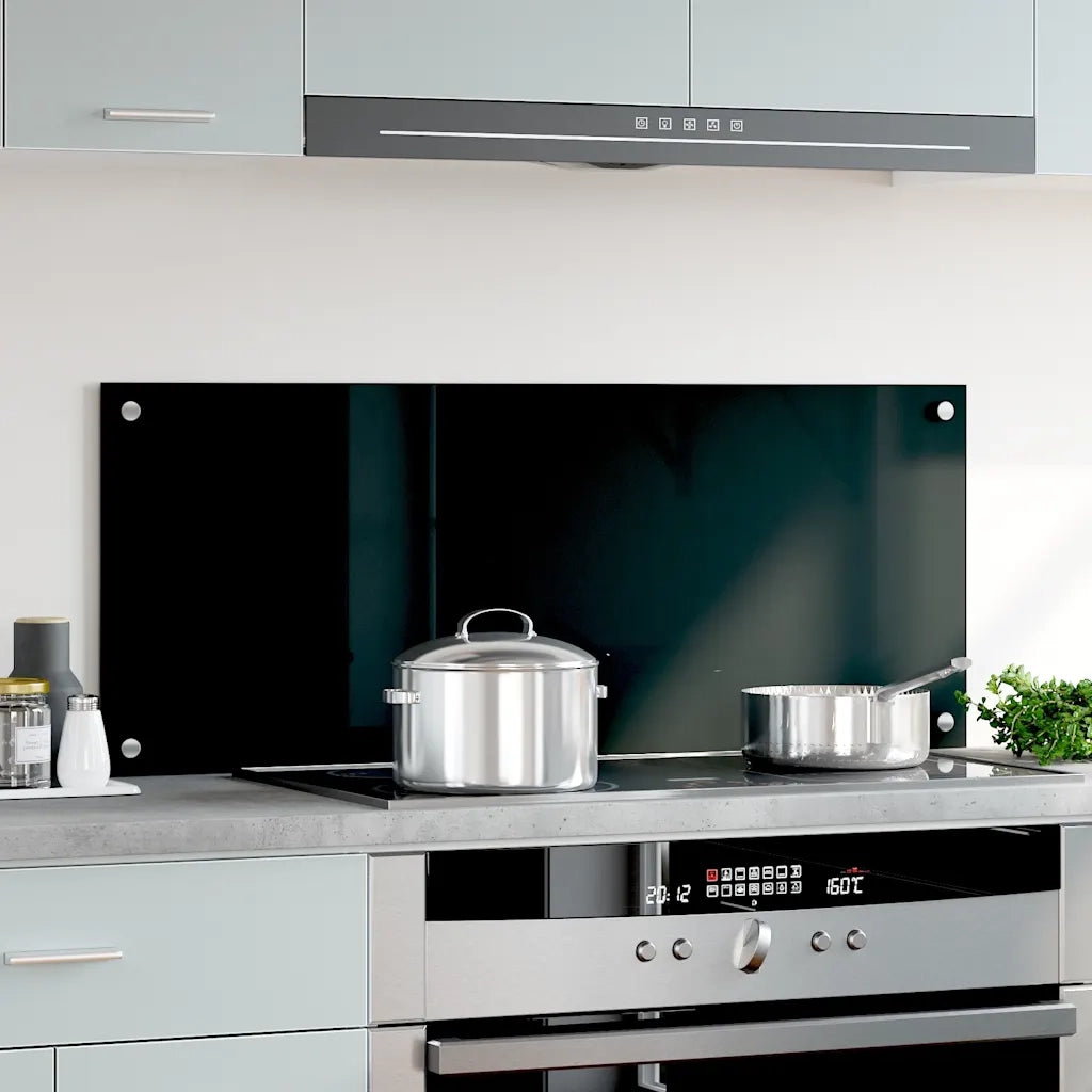 Paraschizzi per Cucina Nero 100x40 cm in Vetro Temperatocod mxl 97131