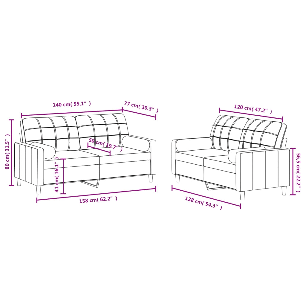 Set di Divani 2 pz con Cuscini Marrone in Tessuto 3201293