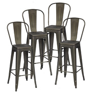 Set di 4 sedie per ristorante in metallo da 116cm, Sgabelli da bar eleganti con schienale rimovibile Grigio