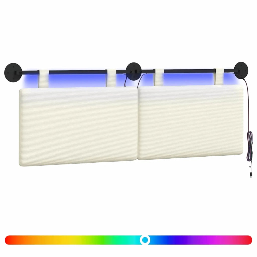 Testiera | Testata sospesa Con luce LED Crema Tessuto in Cords
